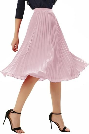 Pink Pleated Midi Skirt image 1
